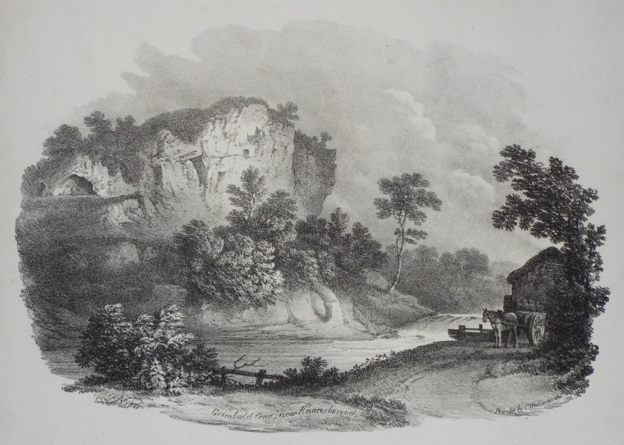Lithograph - Grimbald Crag near Knaresborough. - Nicholson